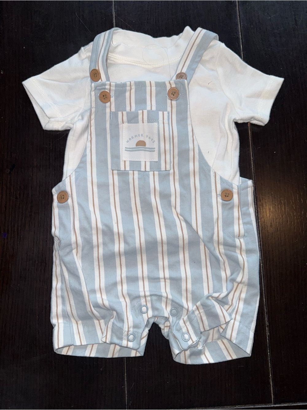 Carter's Blue and White Striped Shortall Set